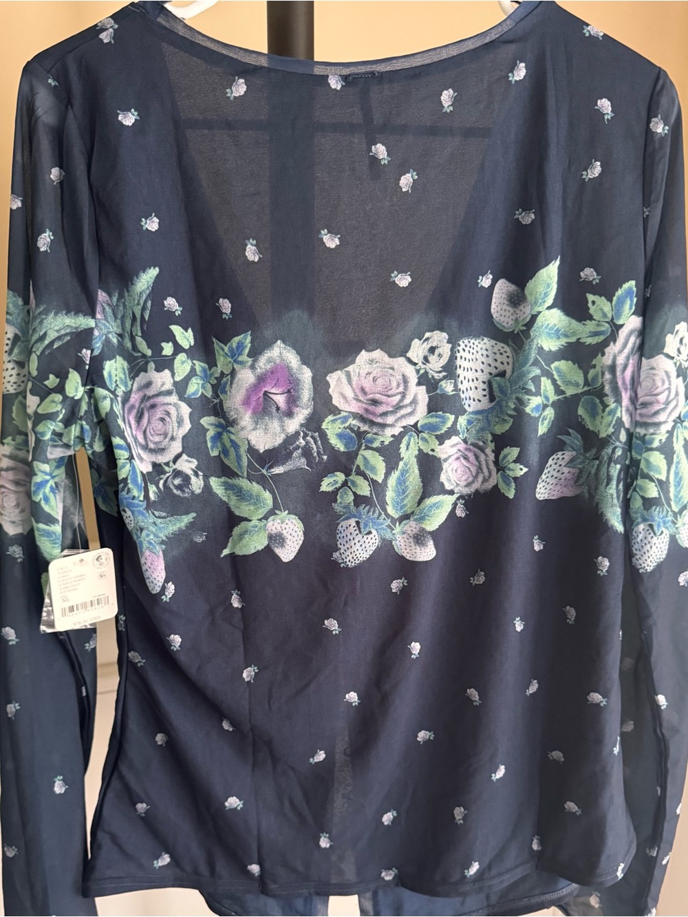 Free People Home Grown Mesh Cardi. Floral Long Sleeve Top. XL NWT - Picture 4 of 12